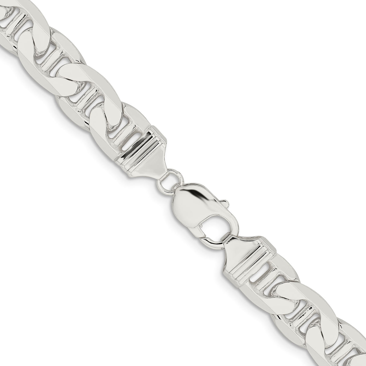 925 White Gold 11.5 mm Polished Chain Necklace, Solid alternate angle