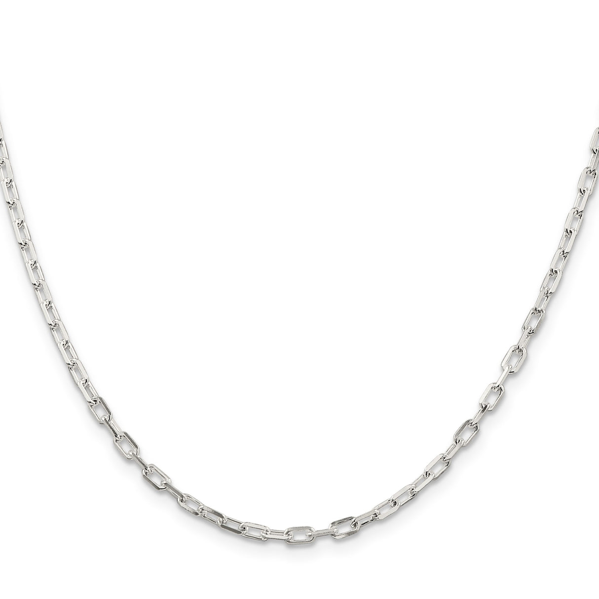 925 White Gold 2.9 mm Polished Chain Necklace, Solid