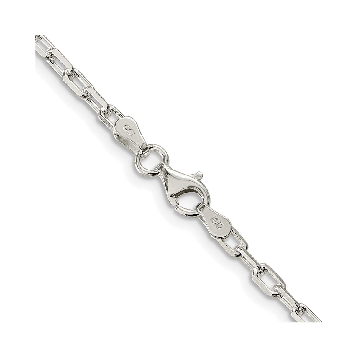 925 White Gold 2.9 mm Polished Chain Necklace alternate angle