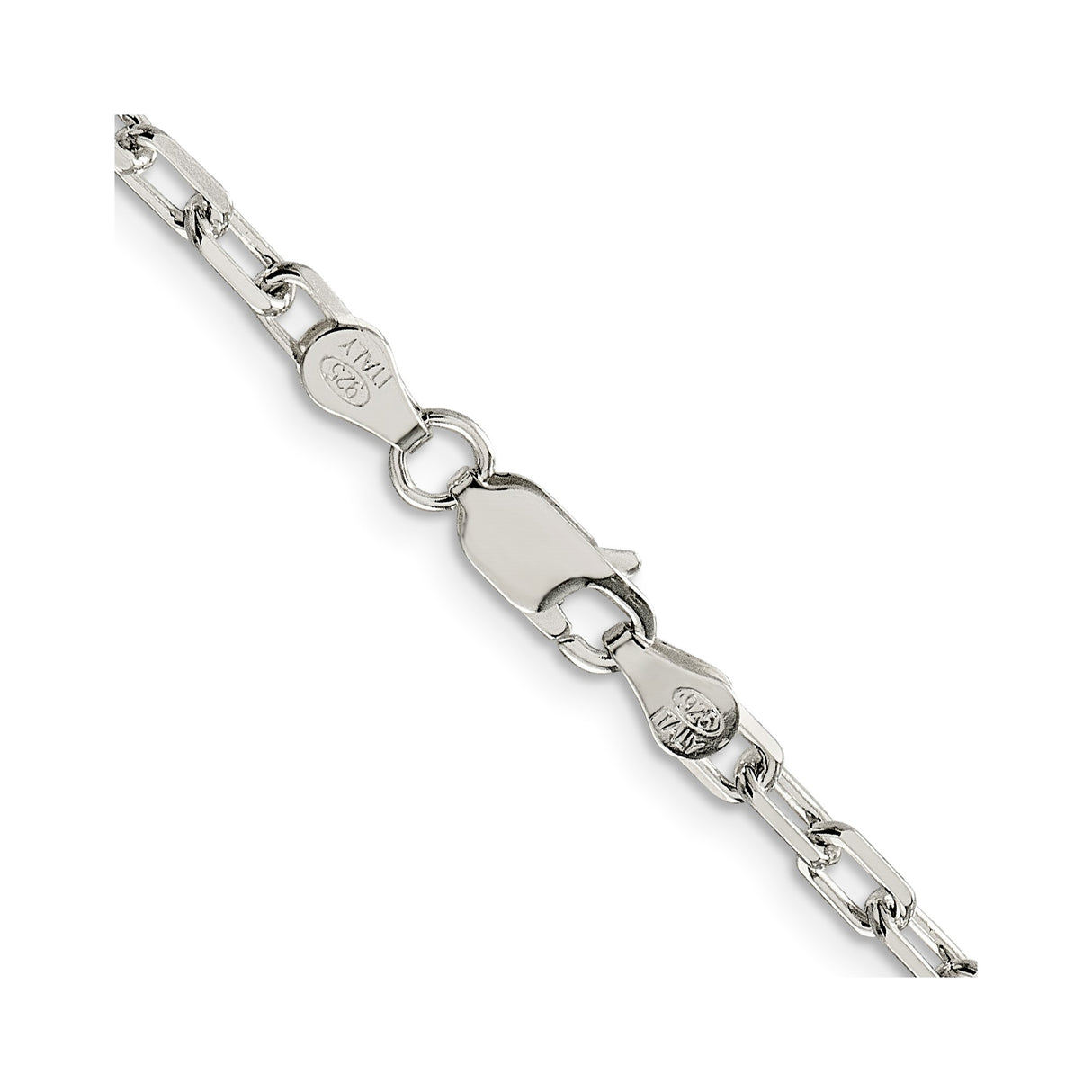 925 White Gold 3.75 mm Polished Chain Necklace, Solid alternate angle