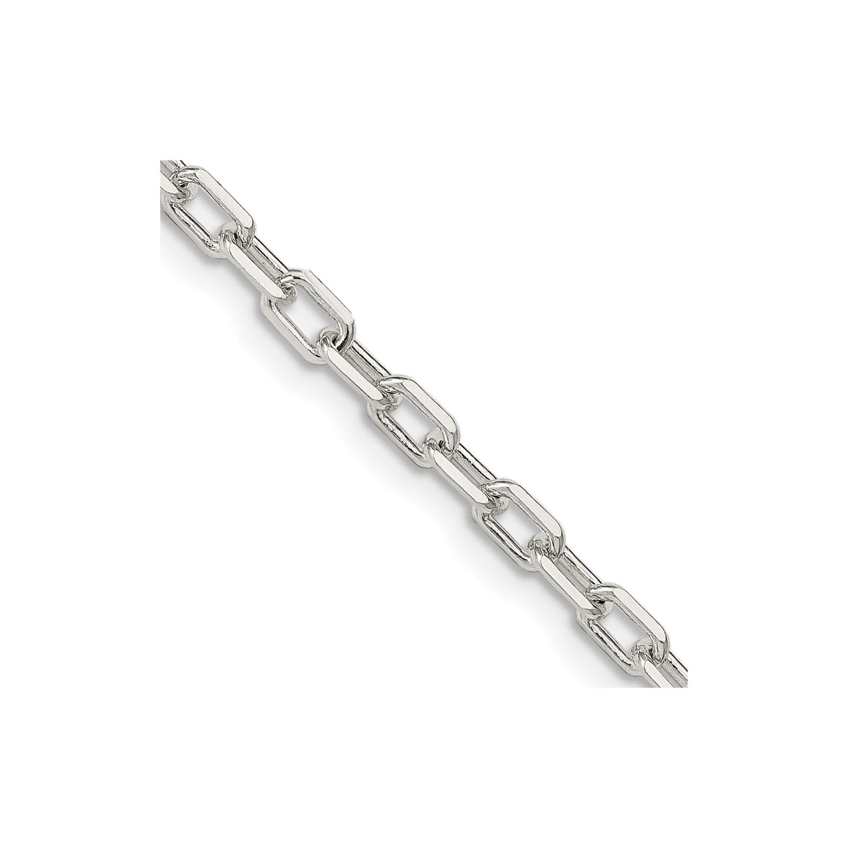 925 White Gold 3.75 mm Polished Chain Necklace, Solid detail view