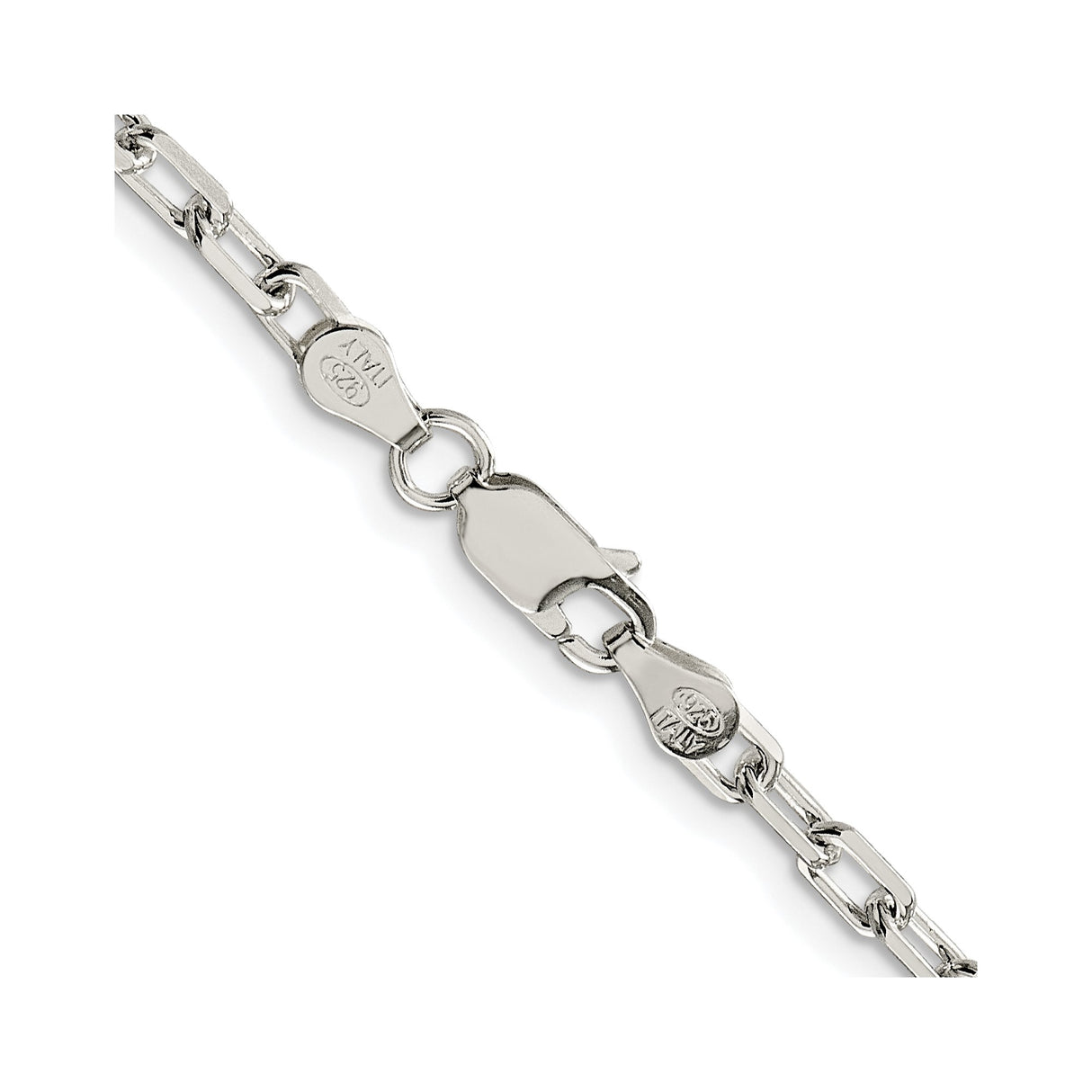 925 White Gold 3.75 mm Polished Chain Necklace alternate angle