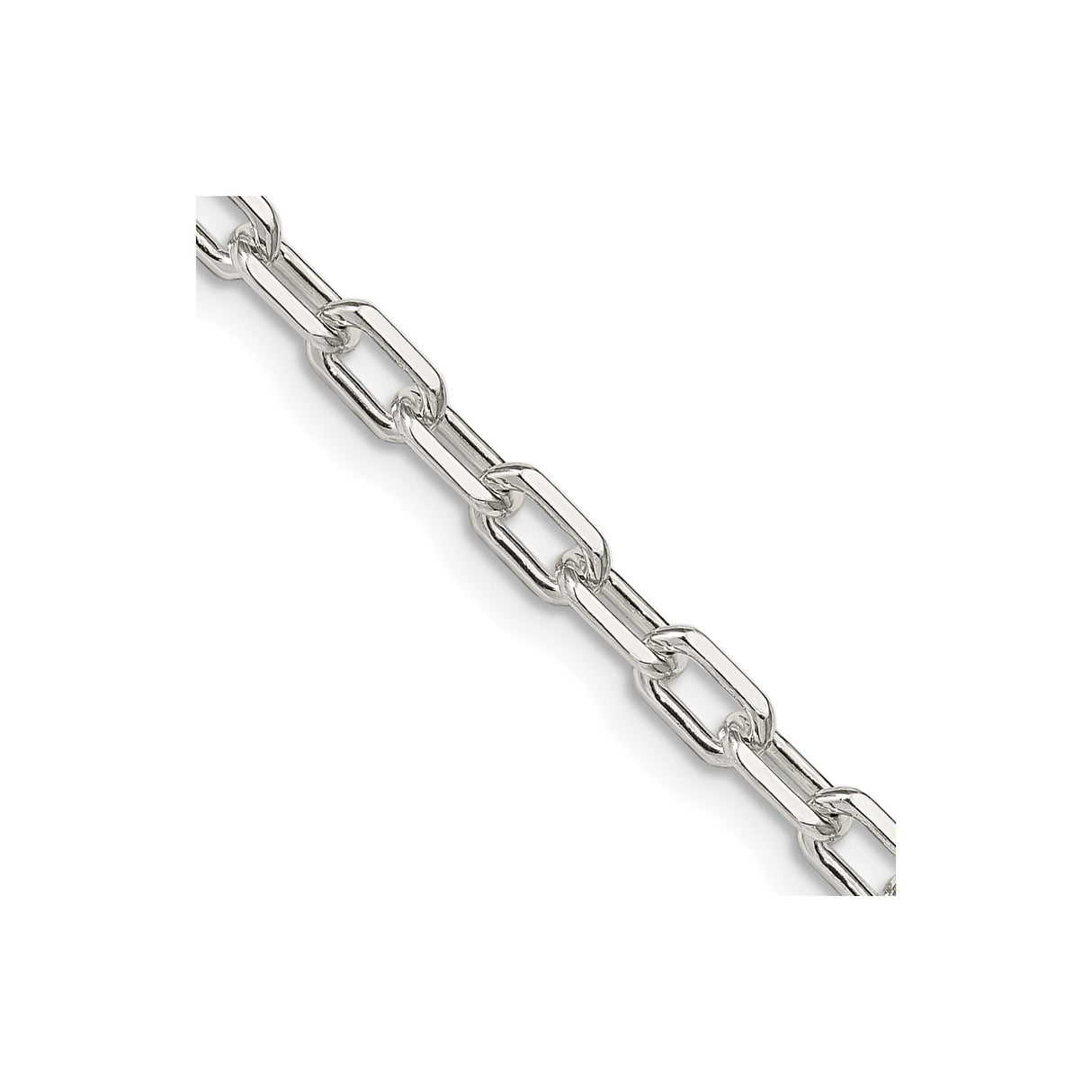 925 White Gold 4.5 mm Polished Chain Necklace, Solid detail view