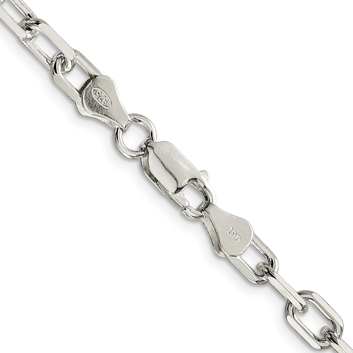 925 White Gold 5.75 mm Polished Chain Necklace, Solid alternate angle