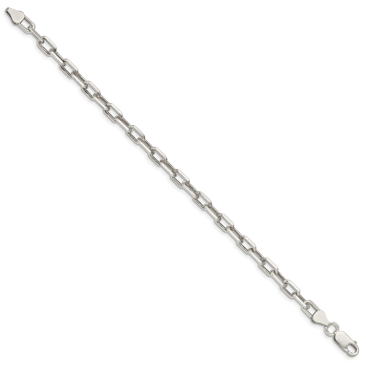 925 White Gold 5.75 mm Polished Chain Anklet, Solid