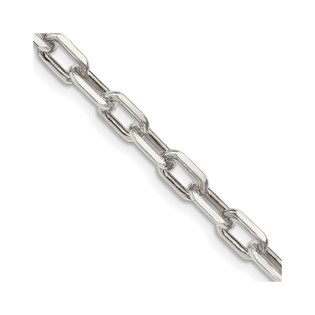 925 White Gold 5.75 mm Polished Chain Necklace, Solid detail view