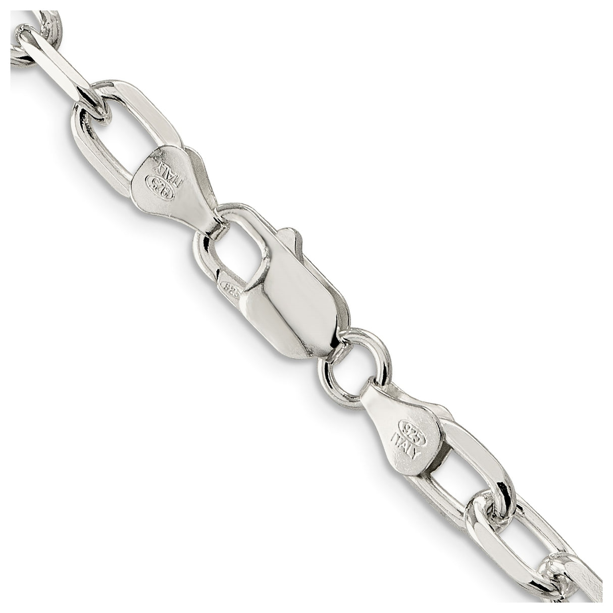 925 White Gold 6.65 mm Polished Chain Necklace, Solid alternate angle