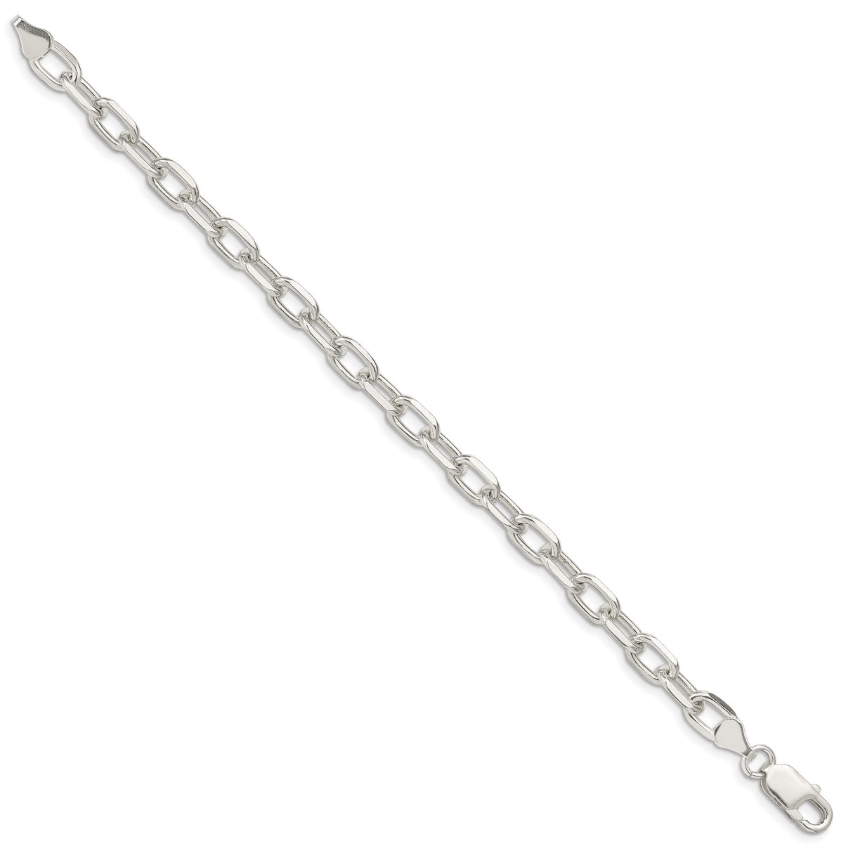 925 White Gold 6.65 mm Polished Chain Anklet, Solid
