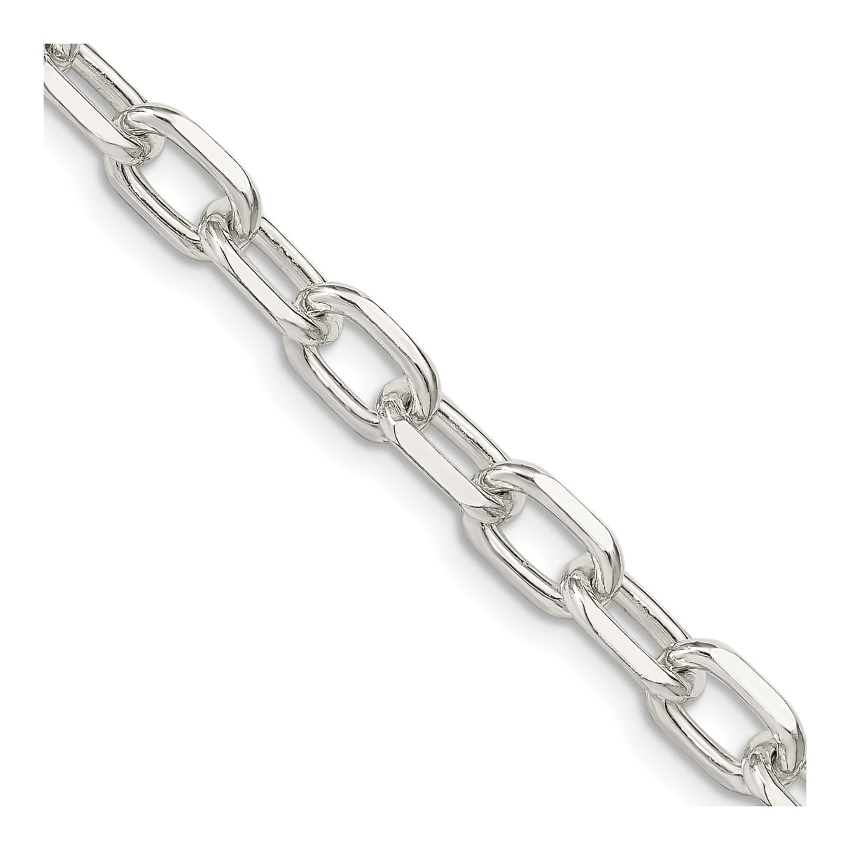 925 White Gold 6.65 mm Polished Chain Necklace, Solid detail view