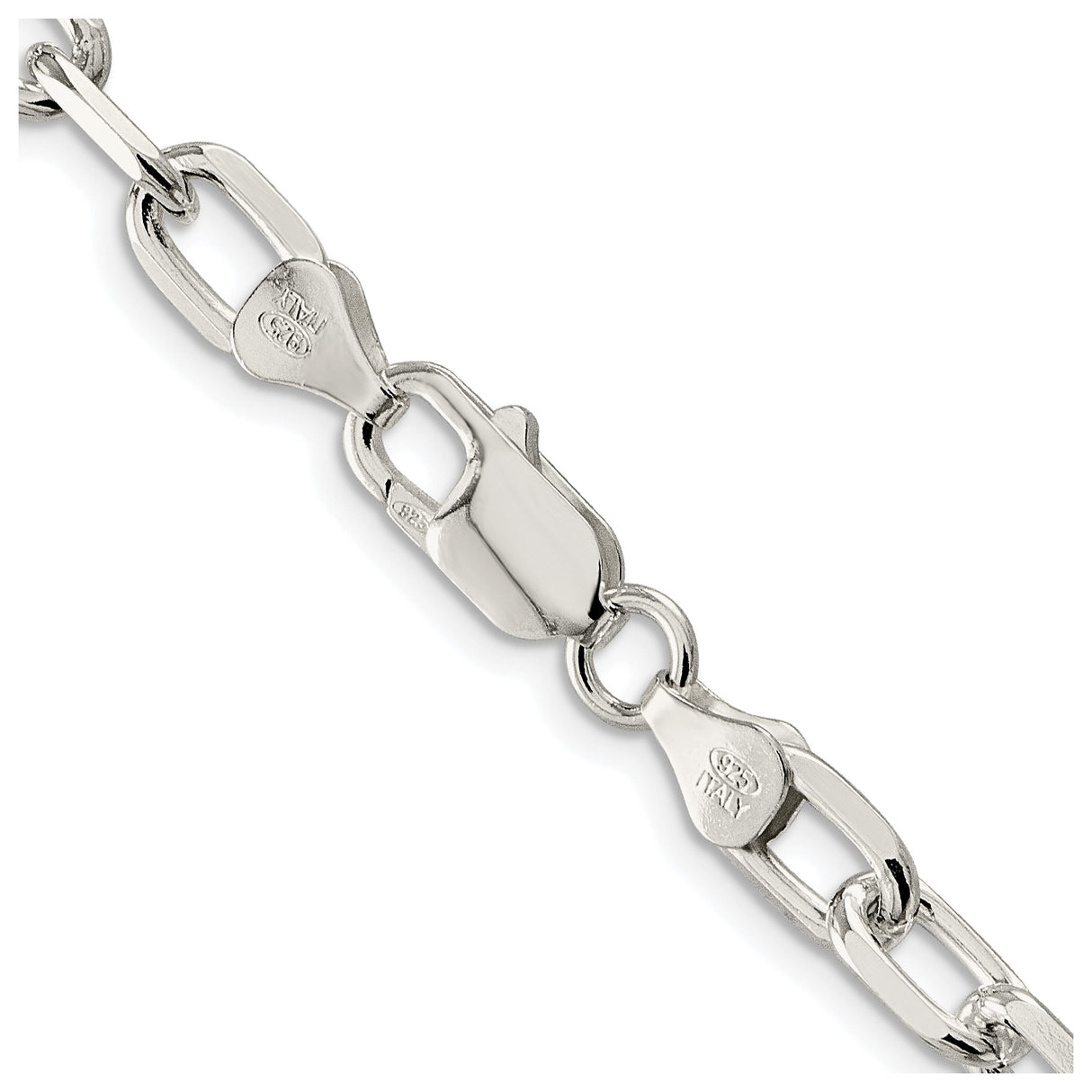 925 White Gold 6.65 mm Polished Chain Necklace alternate angle
