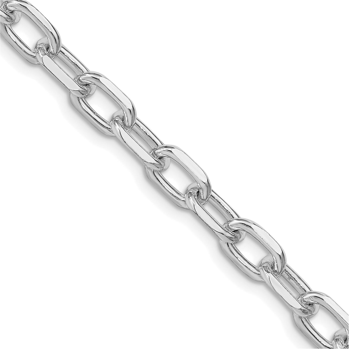 925 White Gold 6.65 mm Polished Chain Necklace detail view