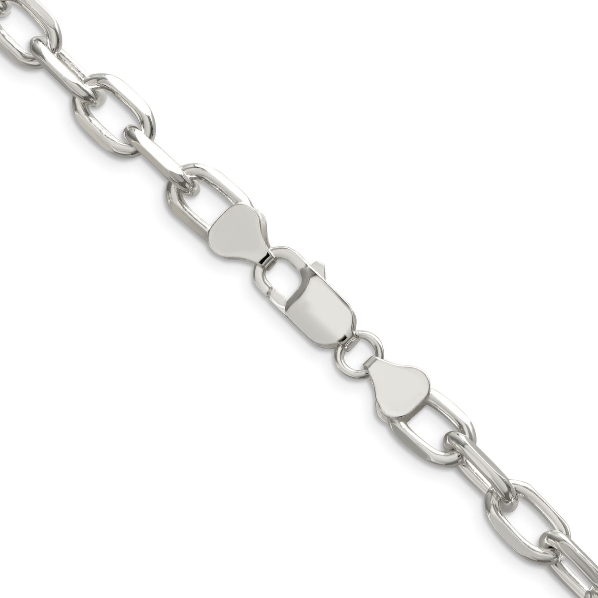 925 White Gold 7.5 mm Polished Chain Necklace, Solid alternate angle