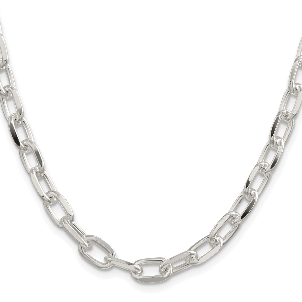 925 White Gold 7.5 mm Polished Chain Necklace