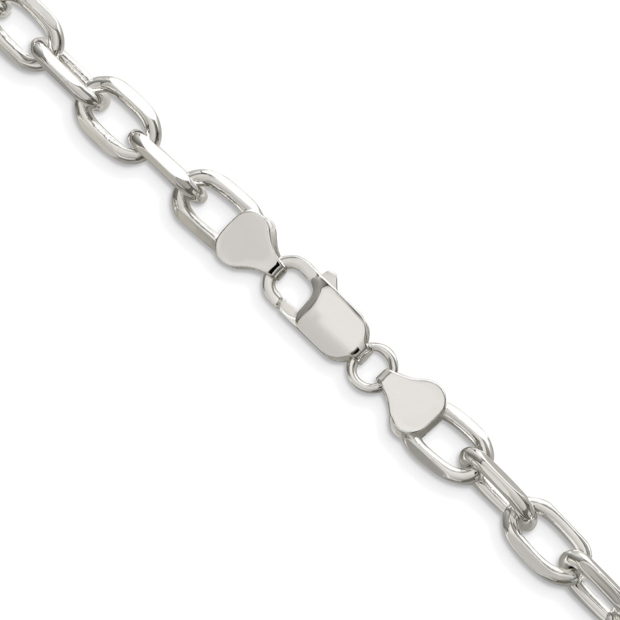 925 White Gold 7.5 mm Polished Chain Necklace alternate angle