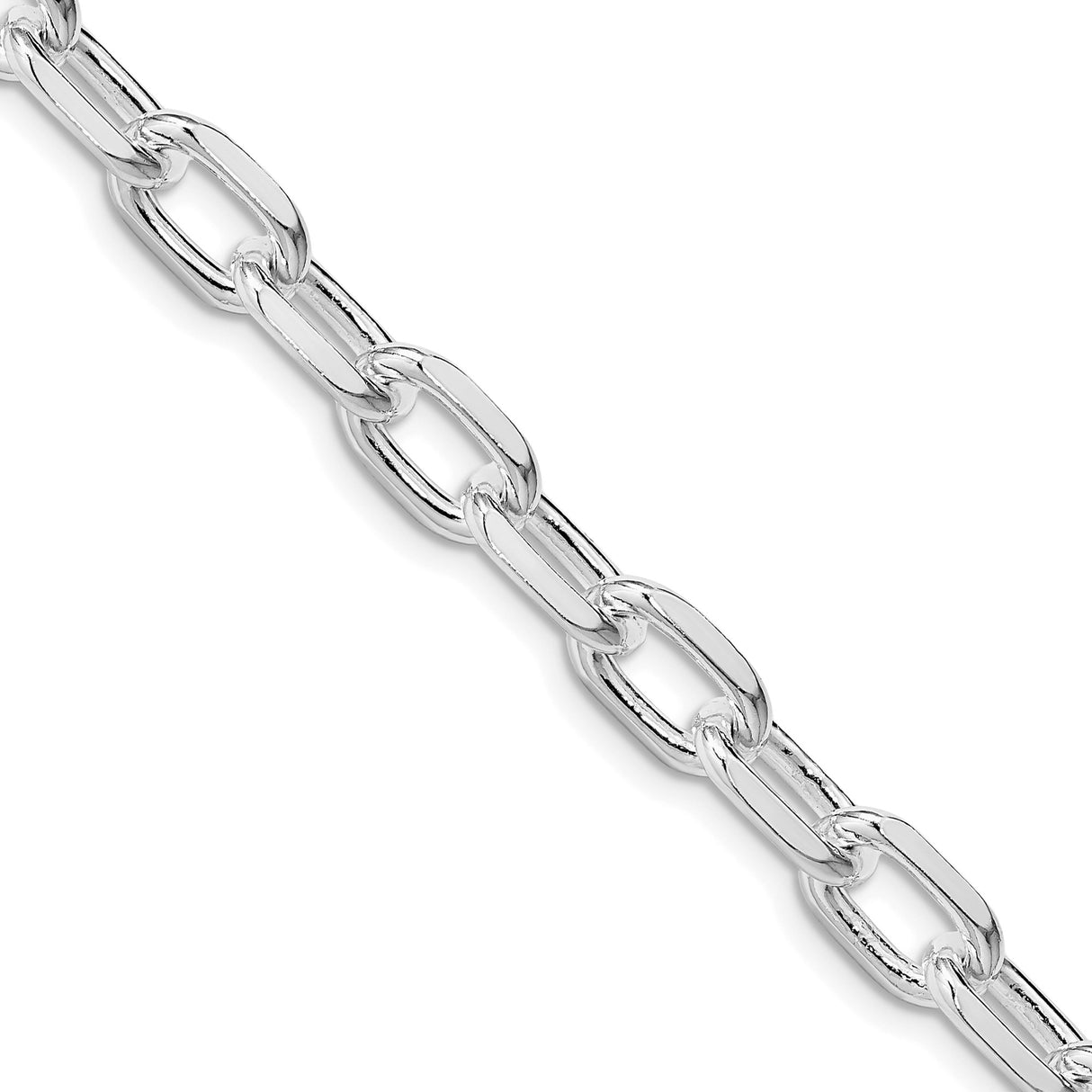 925 White Gold 7.5 mm Polished Chain Necklace detail view