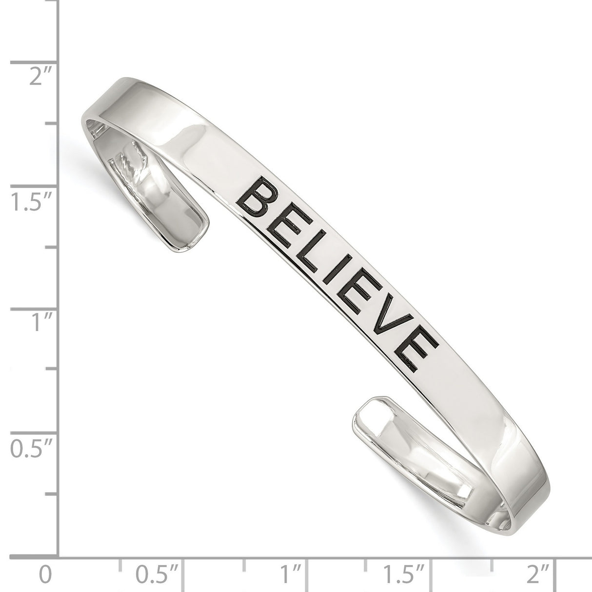 Believe Antiqued Cuff Bangle Bracelet Charm Pendant in Real 925 Sterling Silver