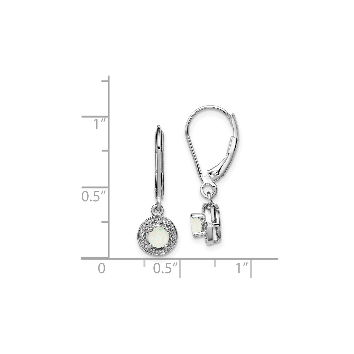 Sterling Silver Drop Earrings with Created Opal and Diamond Halo Design