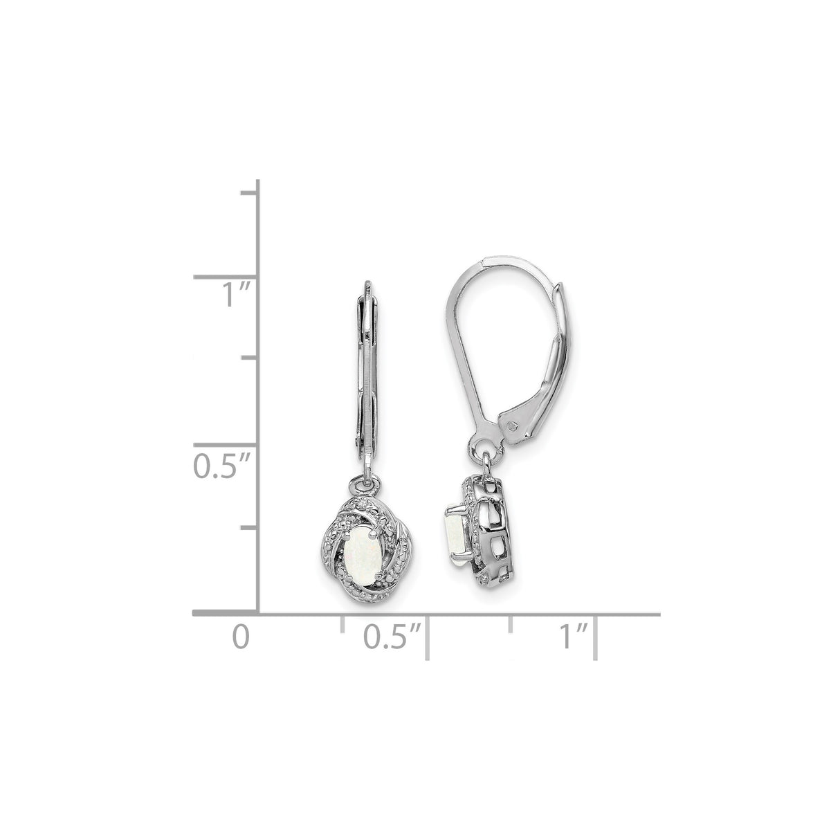 Sterling Silver Dangle Earrings with Created Opal and Diamond Accents, Twisted Leverback Design