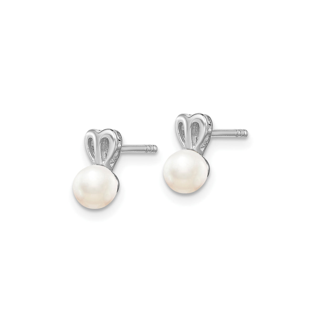 Sterling Silver Heart Earrings with Freshwater Cultured Pearls for Women