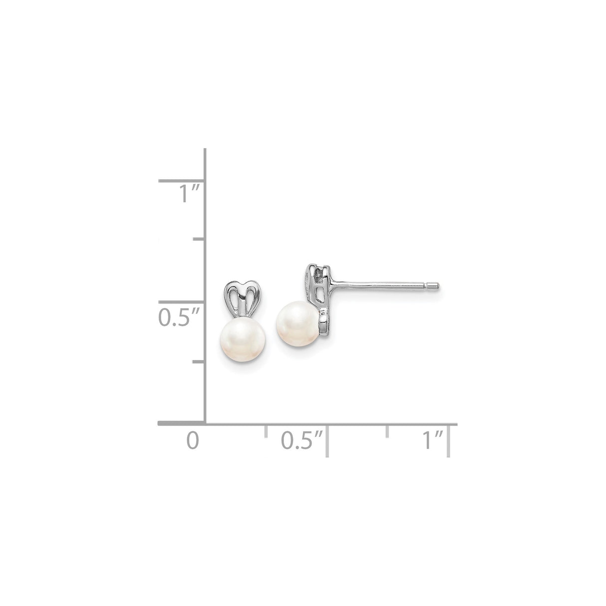 Sterling Silver Heart Earrings with Freshwater Cultured Pearls for Women