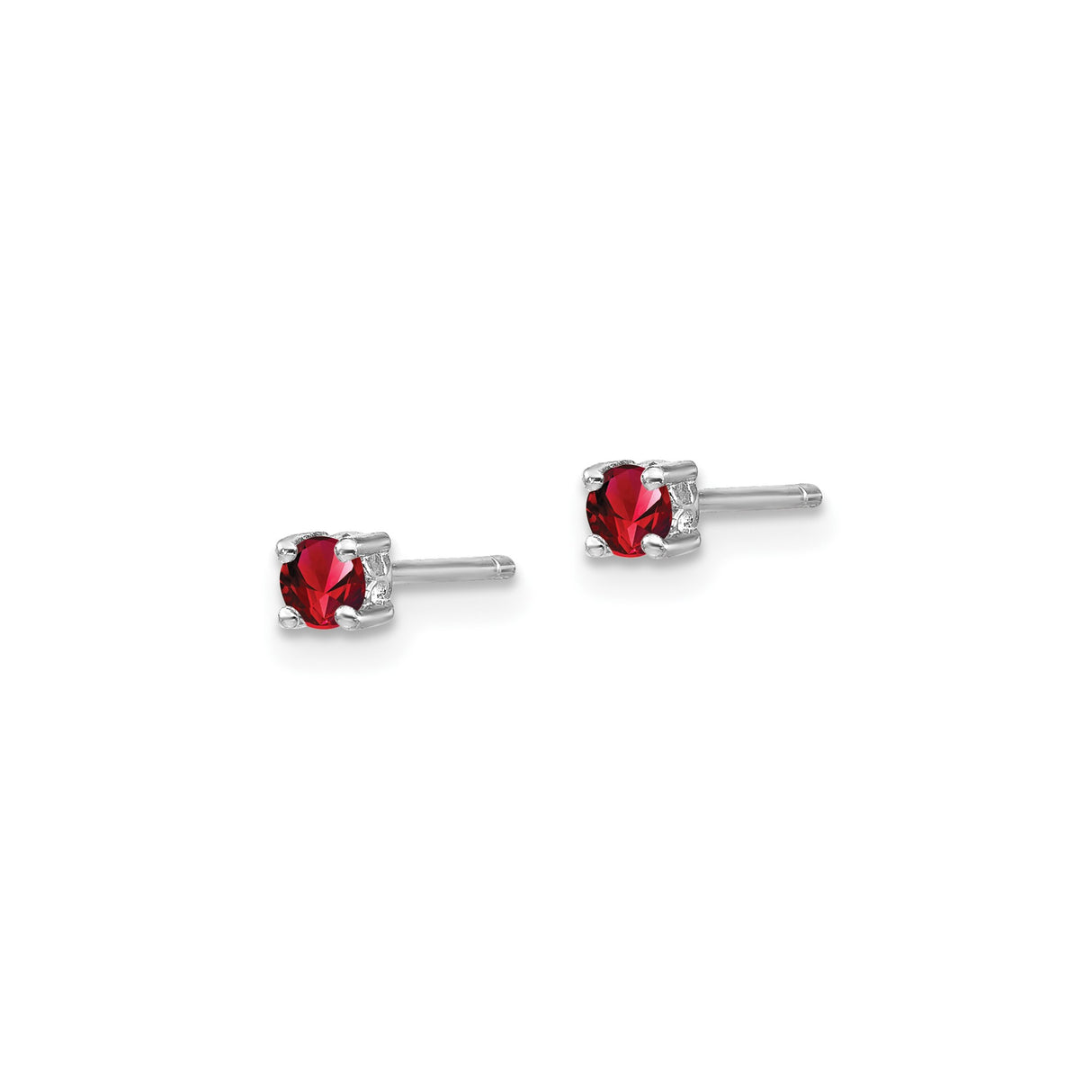 Sterling Silver Stud Earrings with Garnet, Round Cut January Birthstone for Women