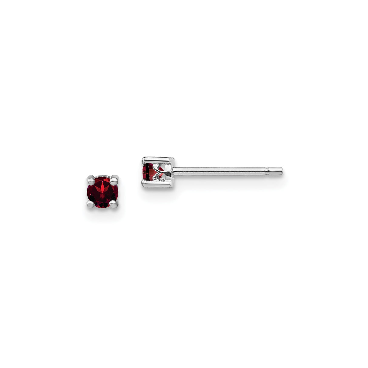 Sterling Silver Stud Earrings with Garnet, Round Cut January Birthstone for Women