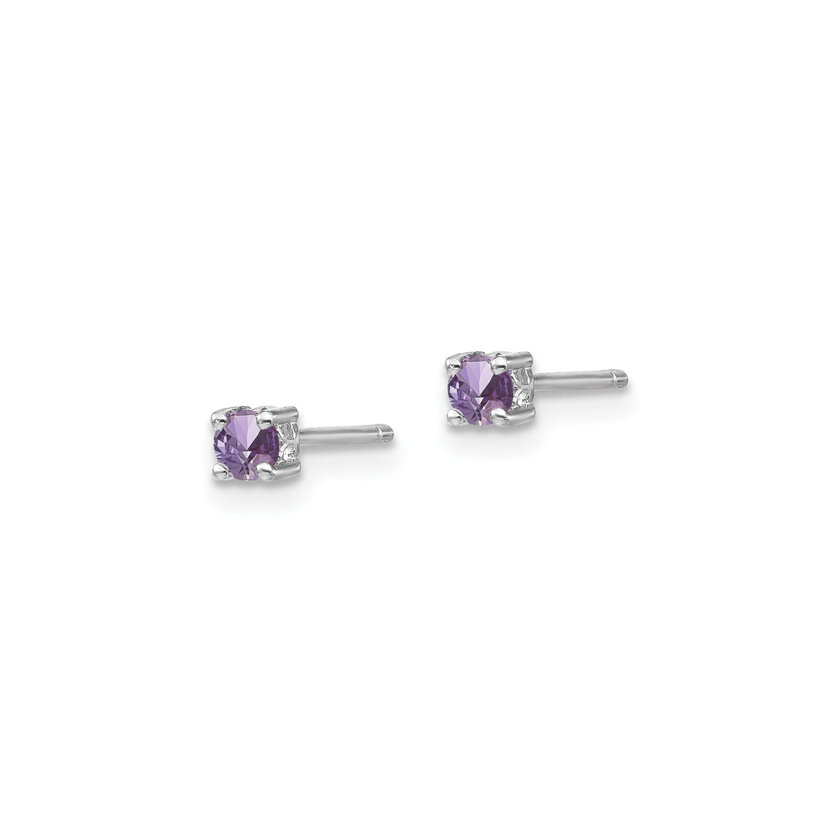 Sterling Silver Stud Earrings with Rhodolite Garnet, Classic Round Cut January Birthstone