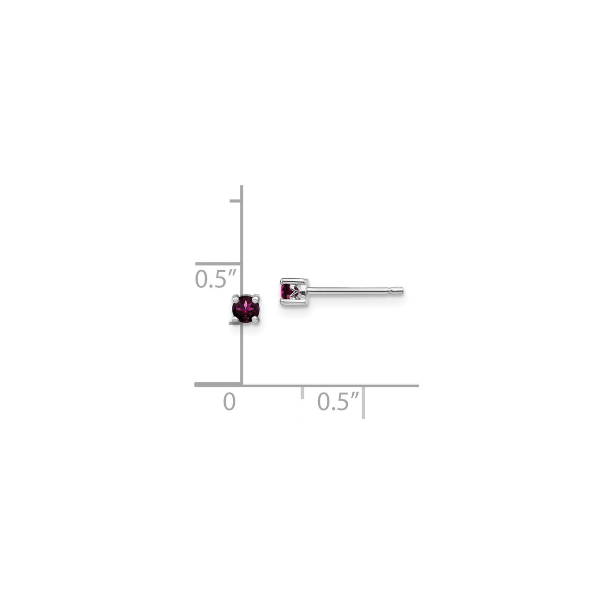 Sterling Silver Stud Earrings with Rhodolite Garnet, Classic Round Cut January Birthstone