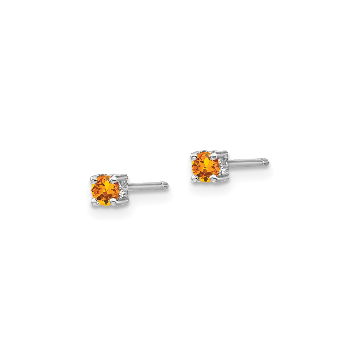 Sterling Silver Citrine Stud Earrings, Round Yellow Gemstone, Classic Minimalist Style