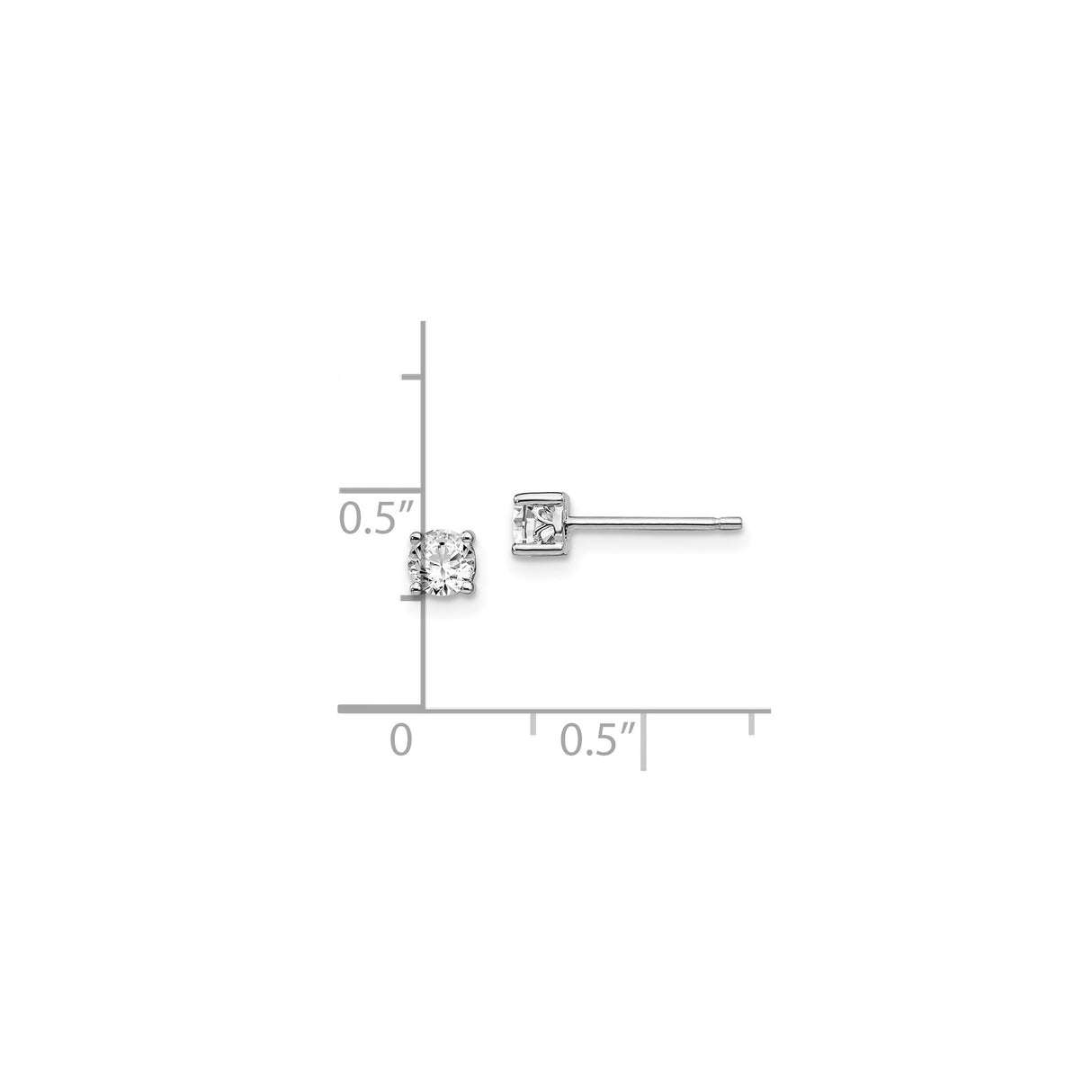 Sterling Silver Stud Earrings with White Topaz in Four Prong Setting, Minimalist Everyday Style