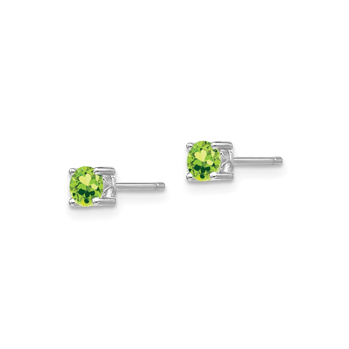 Sterling Silver Stud Earrings with Round Peridot Gemstones, August Birthstone Jewelry