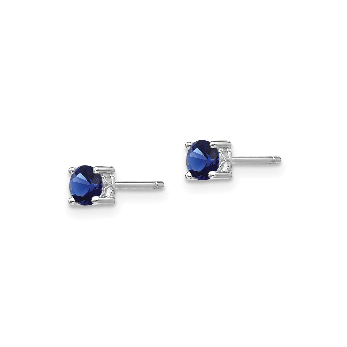 Sterling Silver Stud Earrings with Created Sapphire, Classic Minimalist Design for Women
