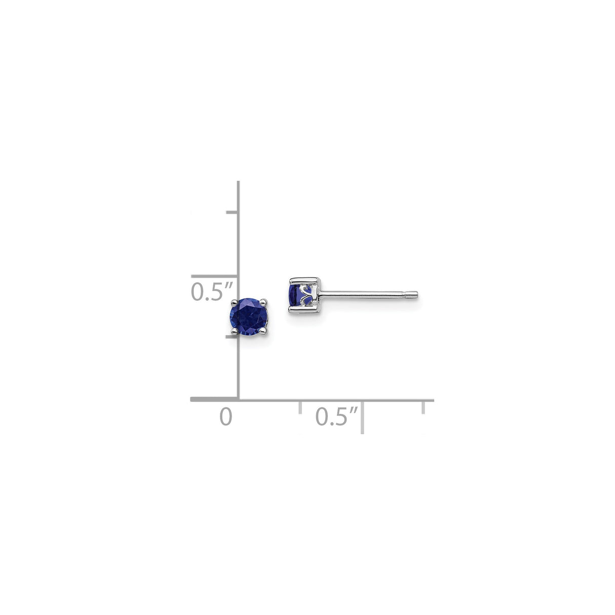 Sterling Silver Stud Earrings with Created Sapphire, Classic Minimalist Design for Women