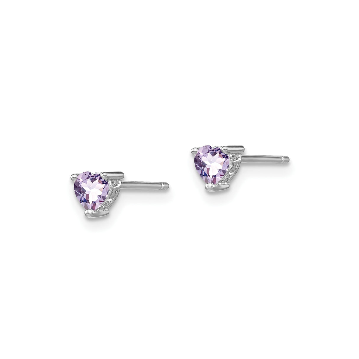 Sterling Silver Heart Stud Earrings with Rhodolite Garnet, Romantic Classic Style for Women