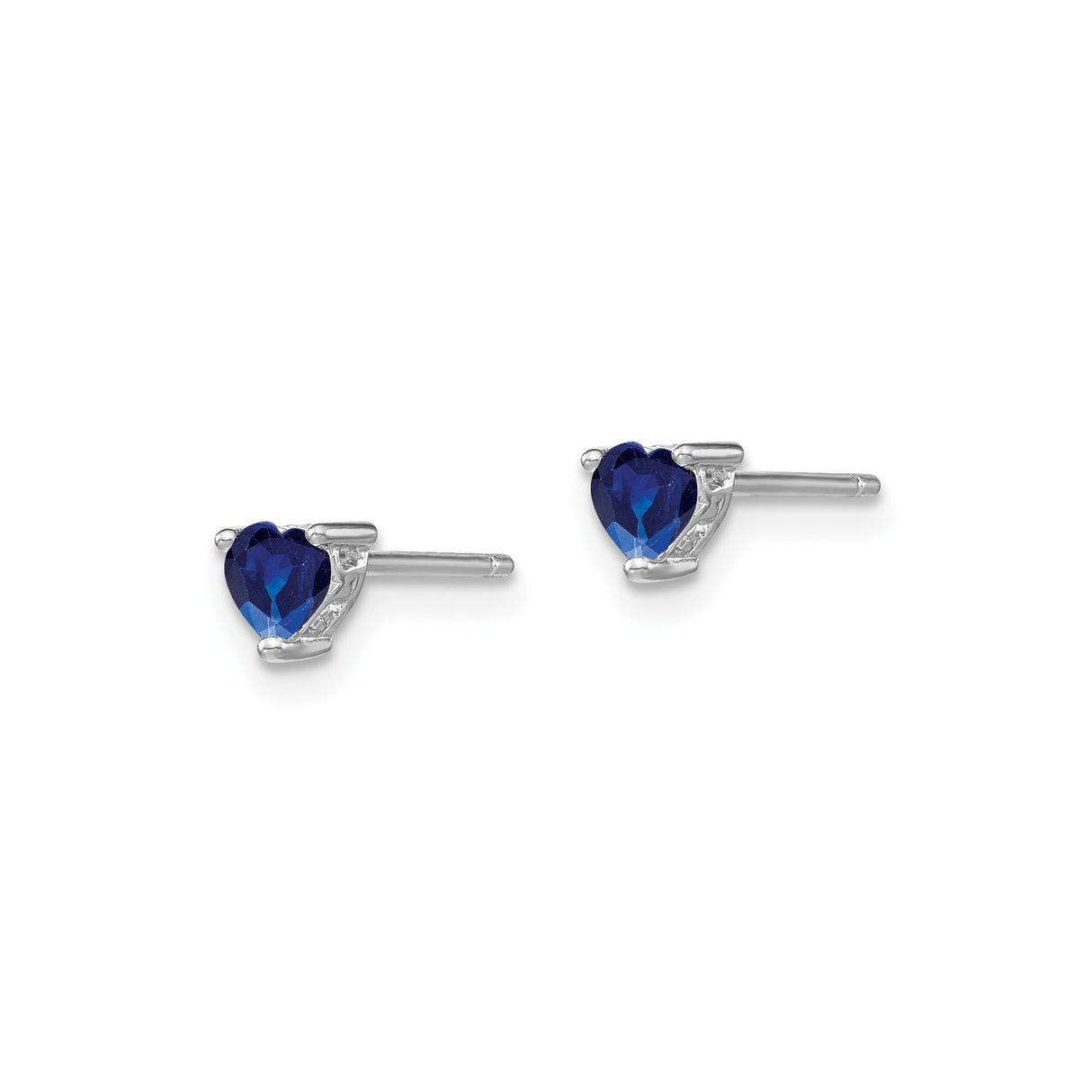 Sterling Silver Heart Stud Earrings with Created Sapphire Accent