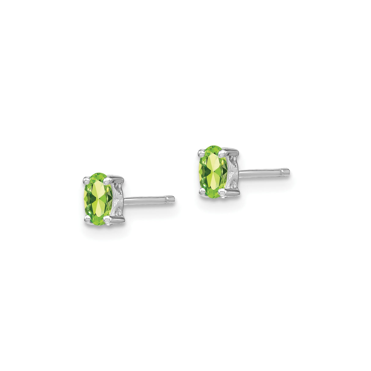 Sterling Silver Stud Earrings with Oval Cut Peridot, Minimalist August Birthstone Jewelry for Women