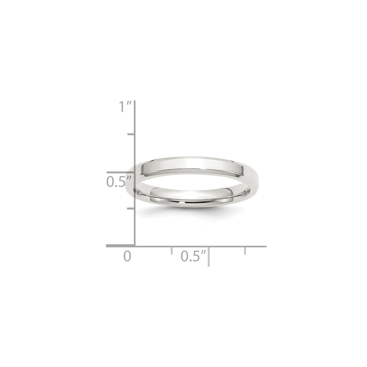 Sterling Silver Beveled Edge, Comfort Fit wedding band ring shown for scale