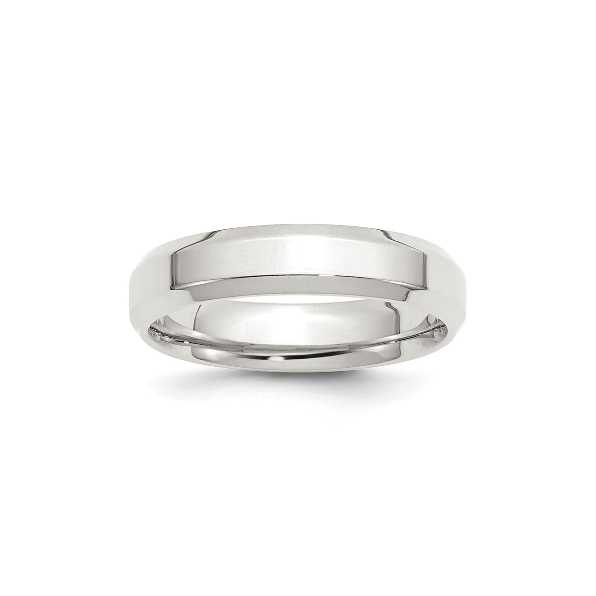 Sterling Silver Beveled Edge, Comfort Fit wedding band ring