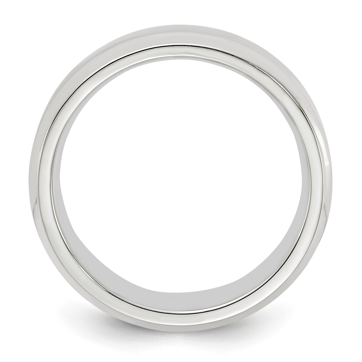 Sterling Silver Beveled Edge, Comfort Fit wedding band ring alternate angle