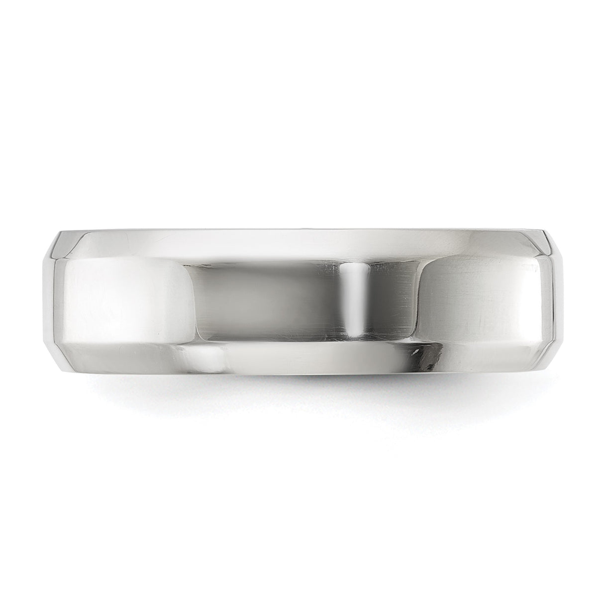 Sterling Silver Beveled Edge, Comfort Fit wedding band ring detail view