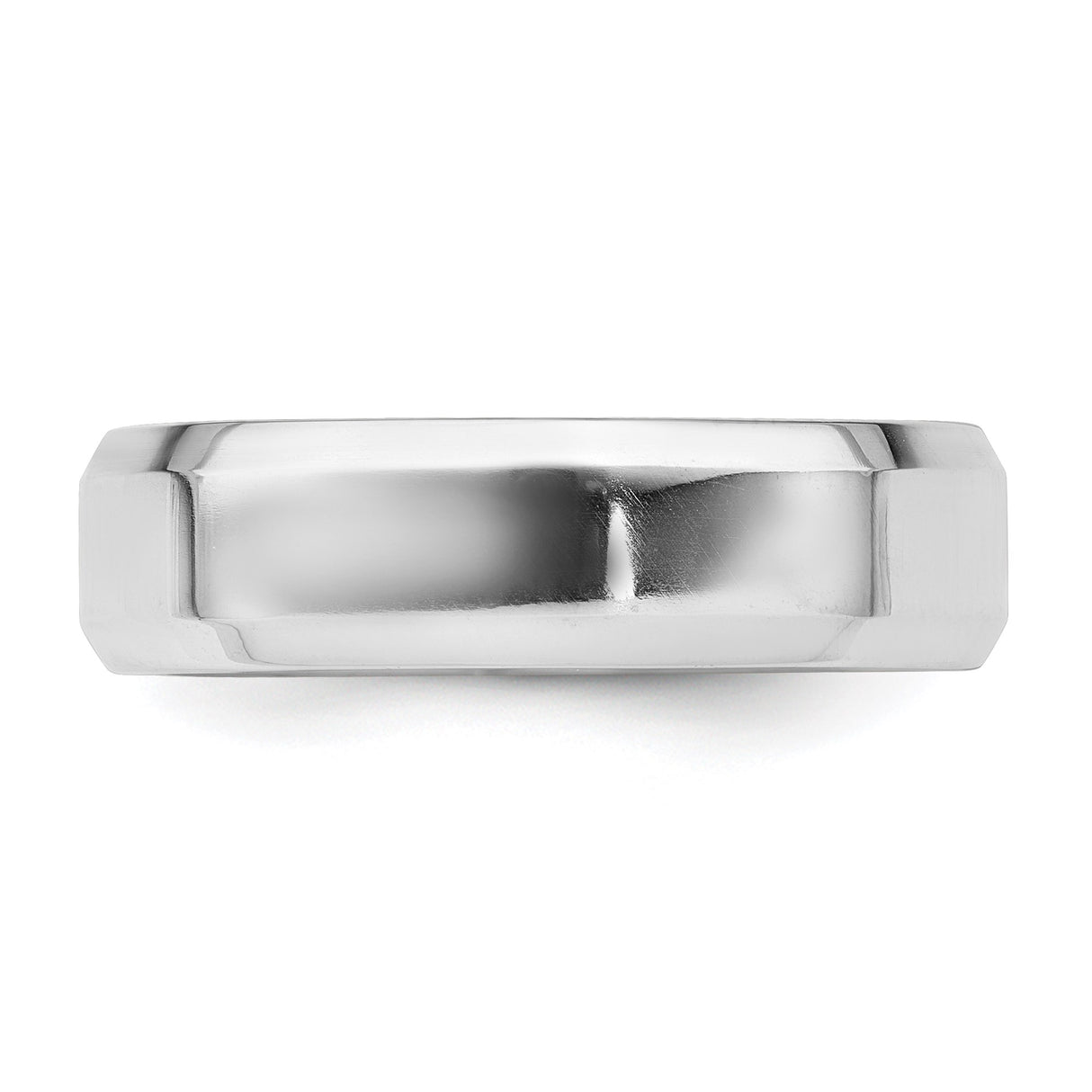 Sterling Silver Beveled Edge, Comfort Fit wedding band ring detail view