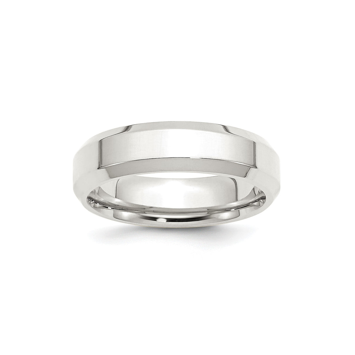Sterling Silver Beveled Edge, Comfort Fit wedding band ring