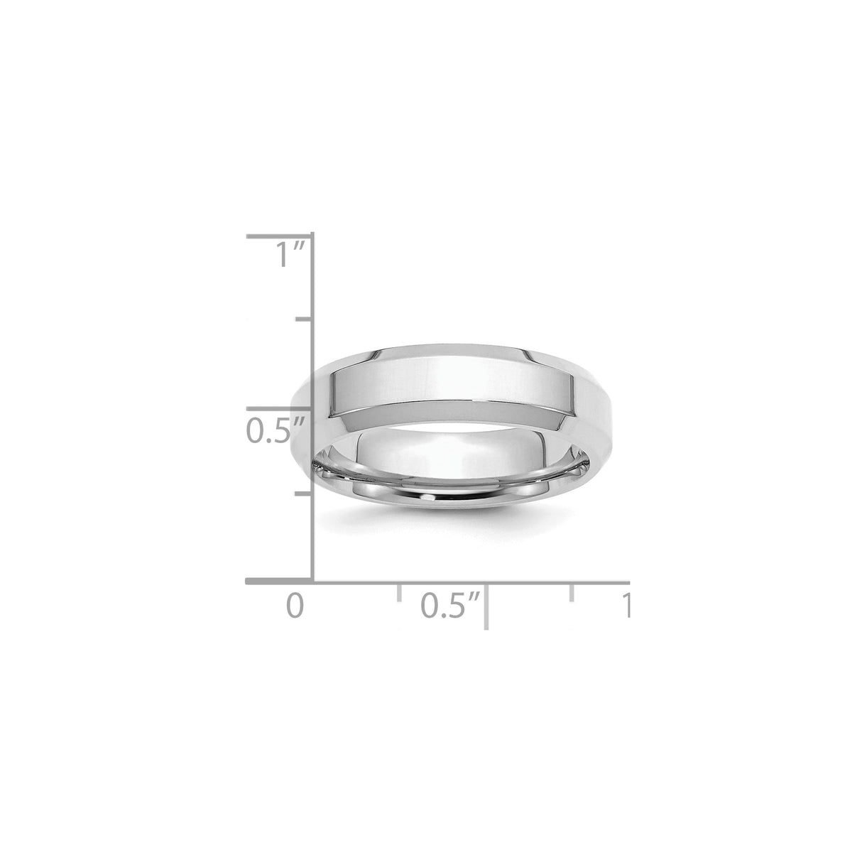 Sterling Silver Beveled Edge wedding band ring shown for scale