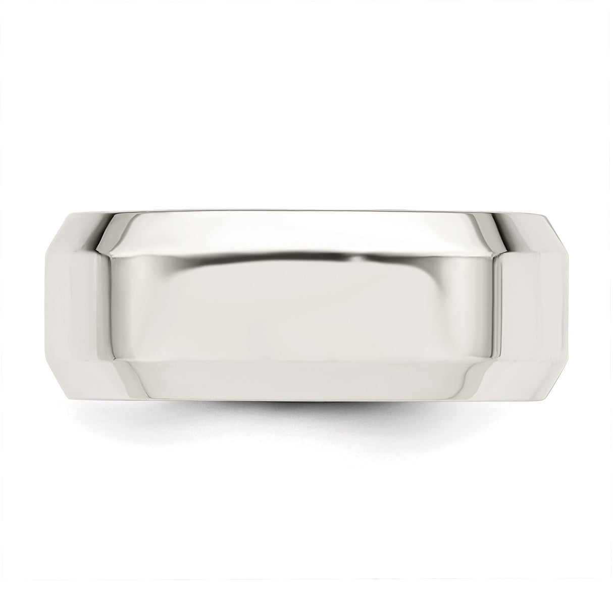 Sterling Silver Beveled Edge, Comfort Fit wedding band ring detail view
