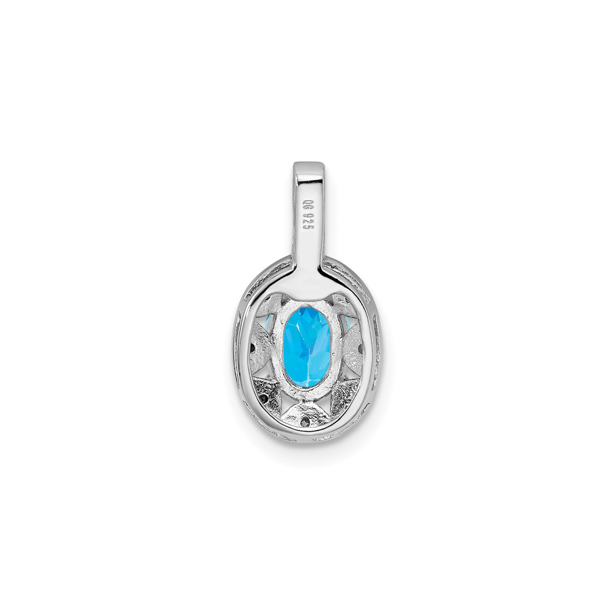 Sterling Silver Starburst Pendant with Swiss Blue Topaz and Diamond Accents