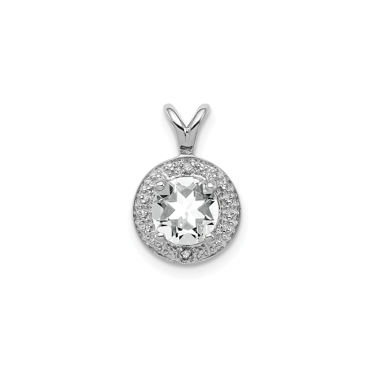 Sterling Silver Star Pendant with White Topaz and Diamond Accents, Starburst Design