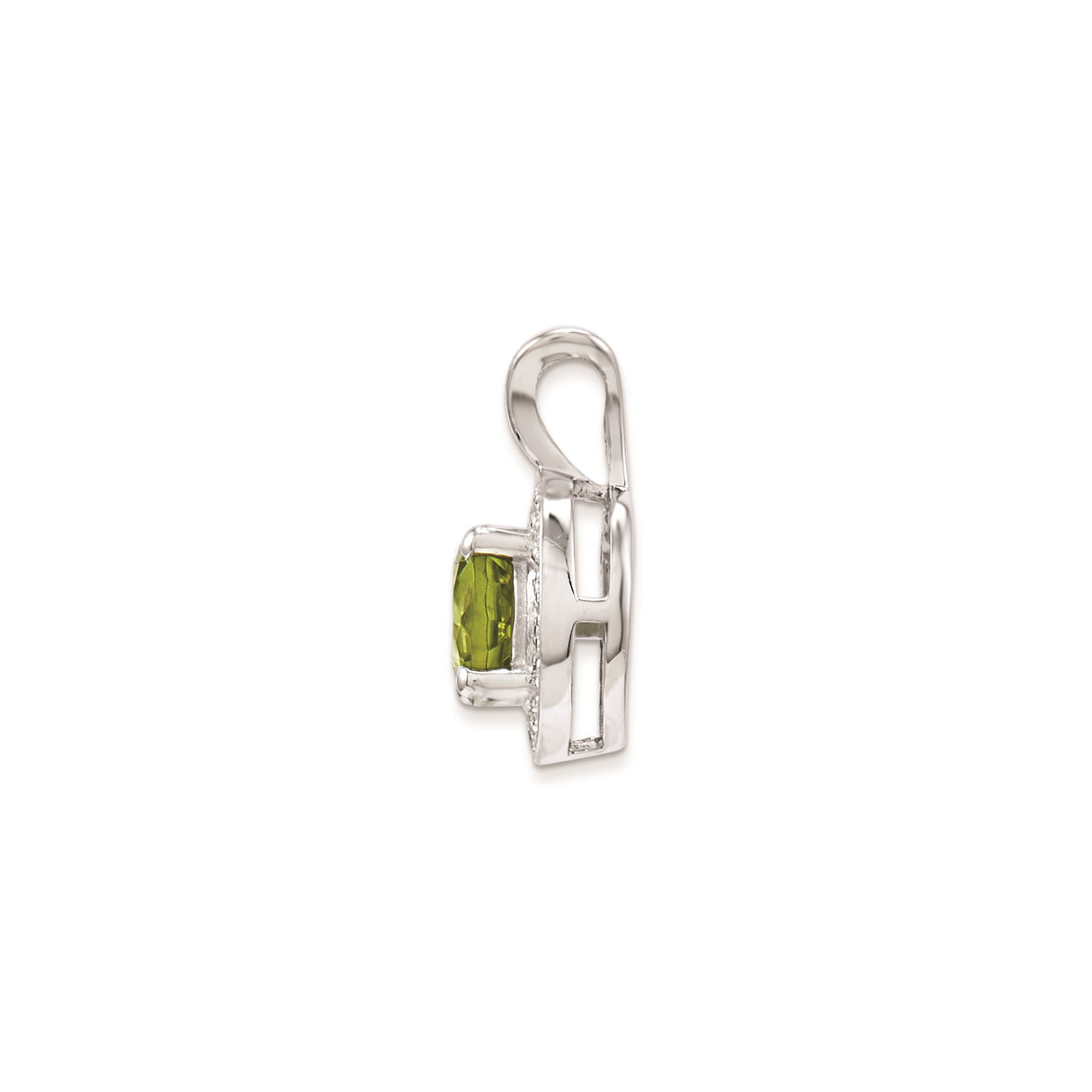Sterling Silver Pendant with Peridot and Diamond Halo, August Birthstone for Women