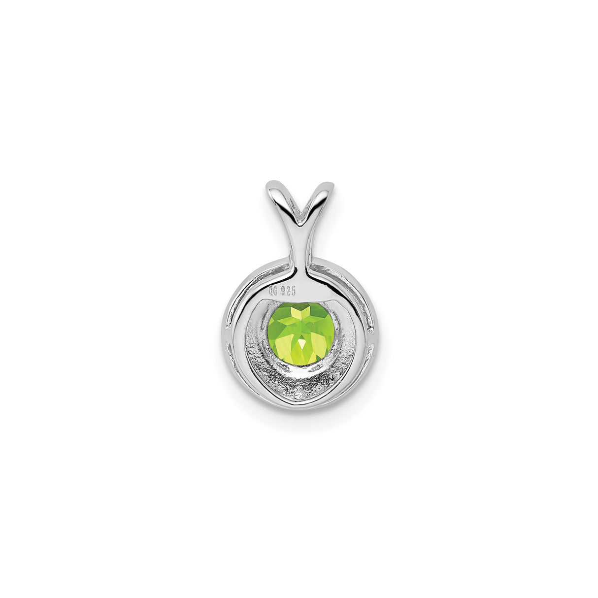 Sterling Silver Pendant with Peridot and Diamond Halo, August Birthstone for Women