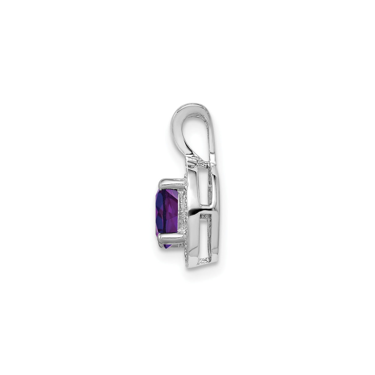 Sterling Silver Amethyst Pendant with Diamond Accents, Halo Design for Women