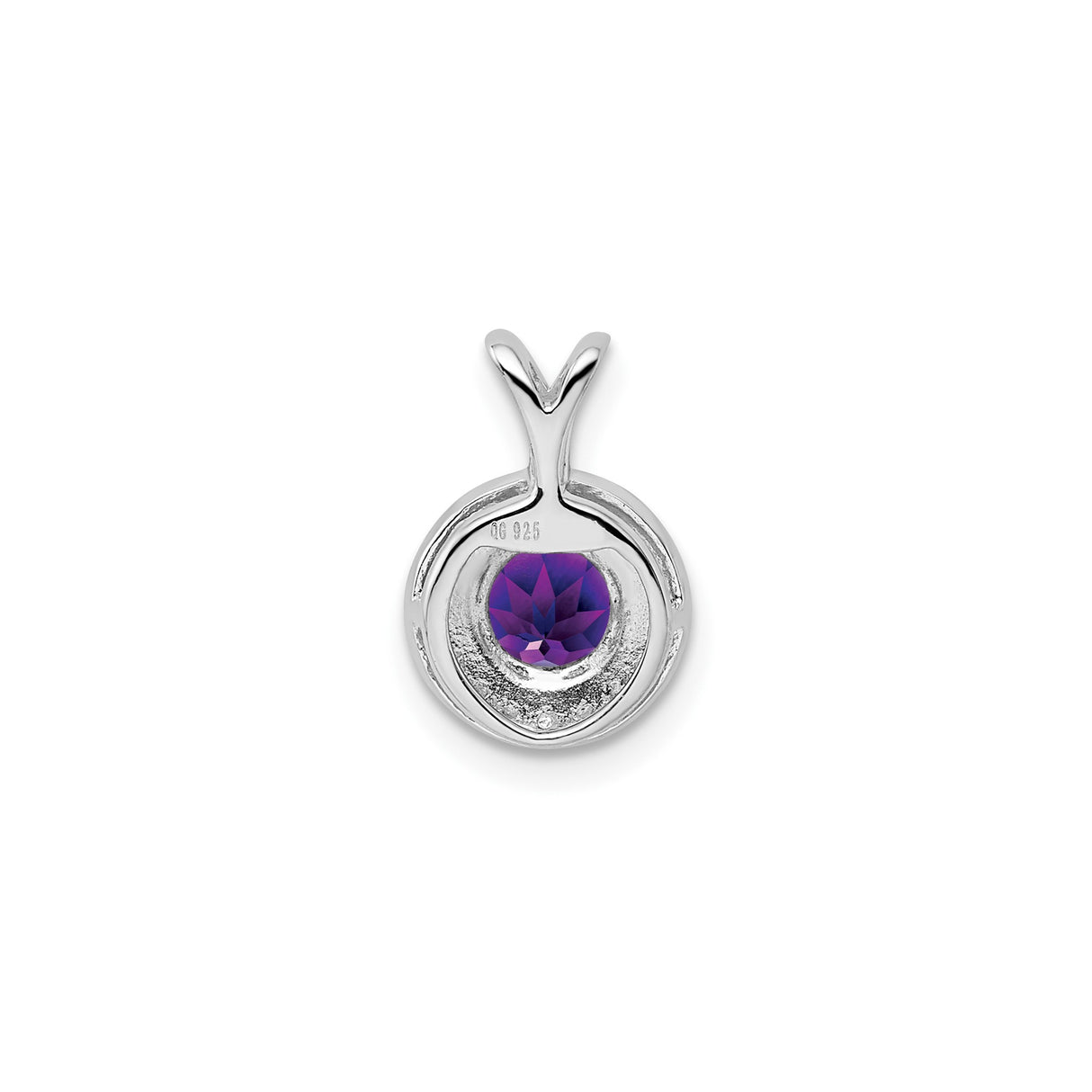 Sterling Silver Amethyst Pendant with Diamond Accents, Halo Design for Women